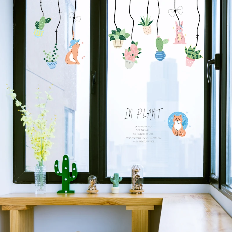 Lovely Botany Flowers And Plants Pot Living Room Display Window Decorative Sticker