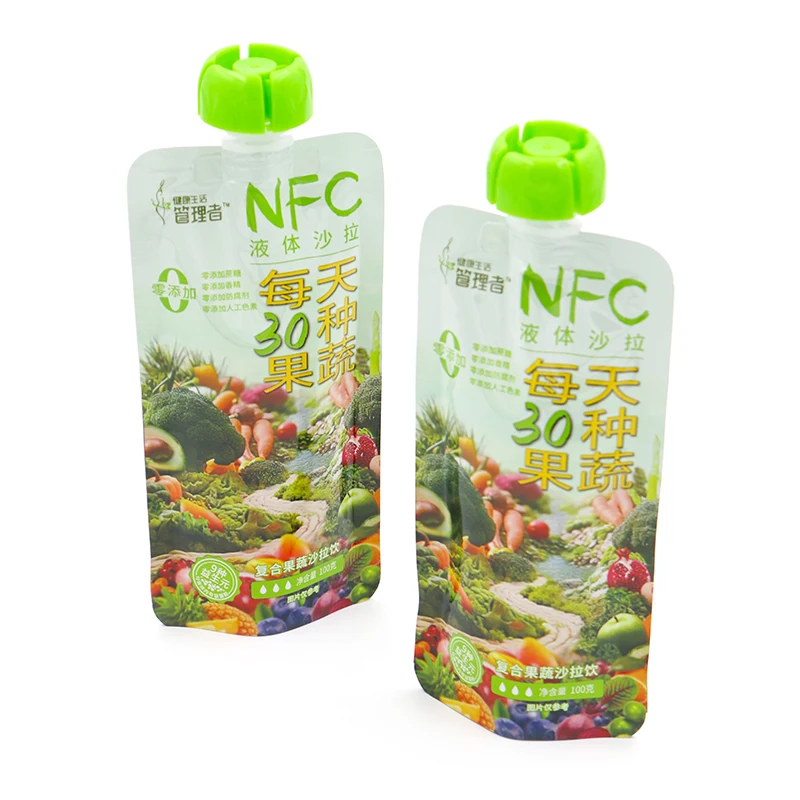 Wholesale Drink Bag Custom  Stand up AL Foil Plastic Doypack Fruit Puree Packaging Spout Pouch