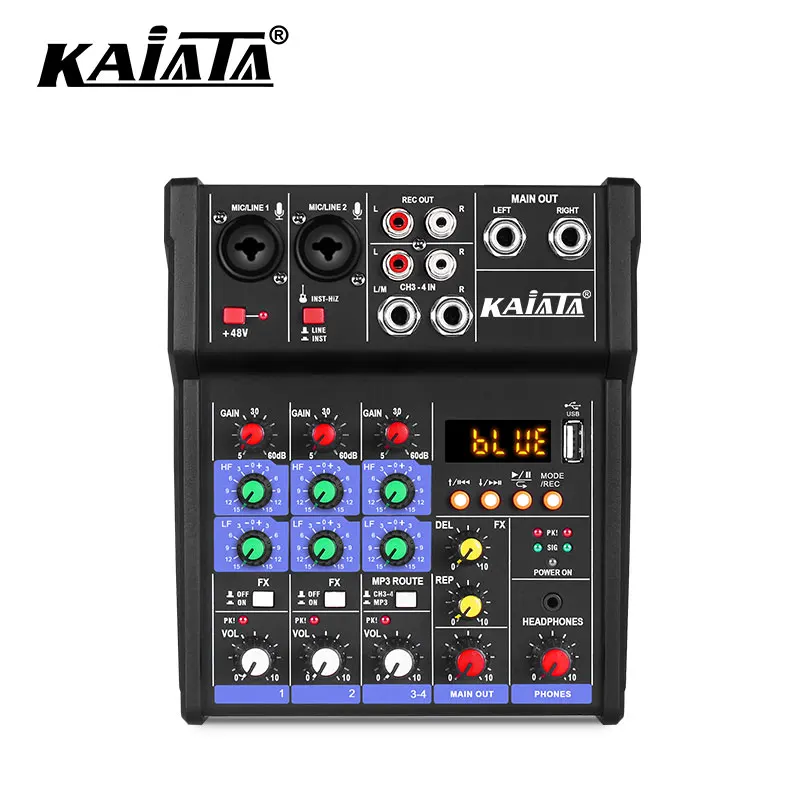 KAIKA G4 Portable 4-channel KTV with USB recording function 48V phantom power DJ console Audio Mixer