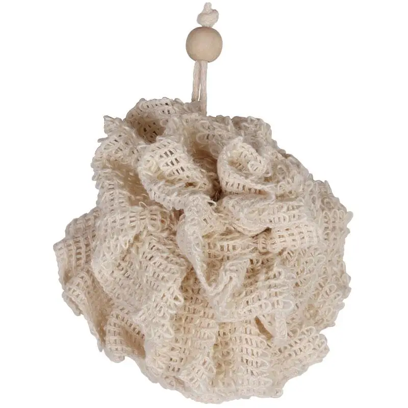 Zero Waste Natural Biodegradable Eco Friendly Ramie Hemp Mesh Sisal Bath Body Puff Pouf Shower Exfoliating Loofah Sponge