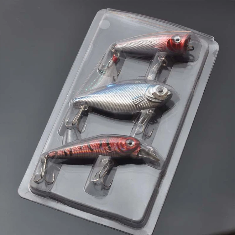 3pcs/Box Mixed Plastic Minnow Popper VIB Sinking Hard Baits Sets Vibration Fishing Lures Kits