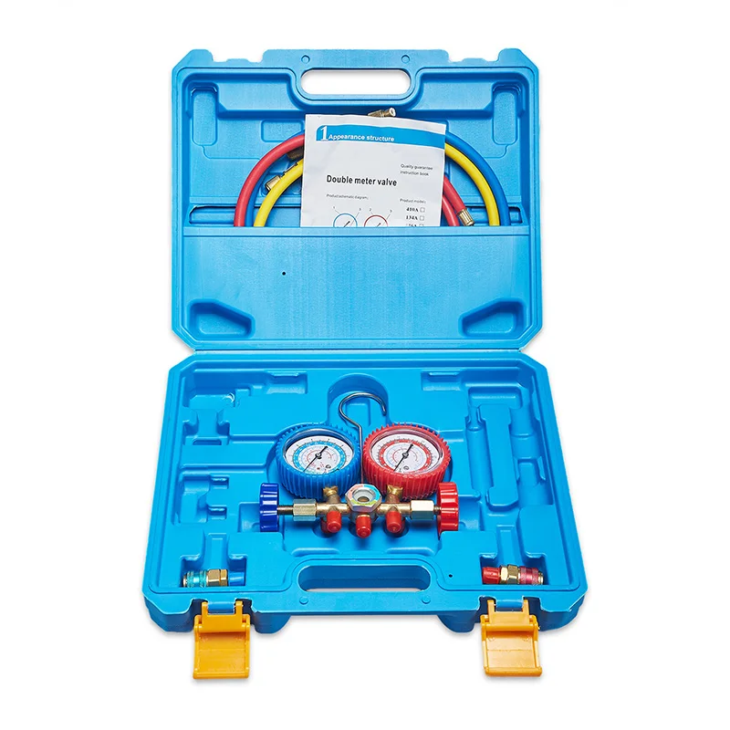 China 4cfm Vacuum Pump R134A Brass Refrigerant Manifold Pressure Gauge Set For Car Suppliers