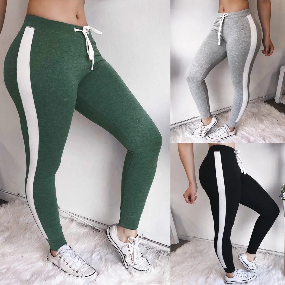 2019 New Sexy Women Fashion Slim Fit Striped Pants Yoga Running Pants Workout Leggings Fitness Gym Trousers Outdoor Leggings
