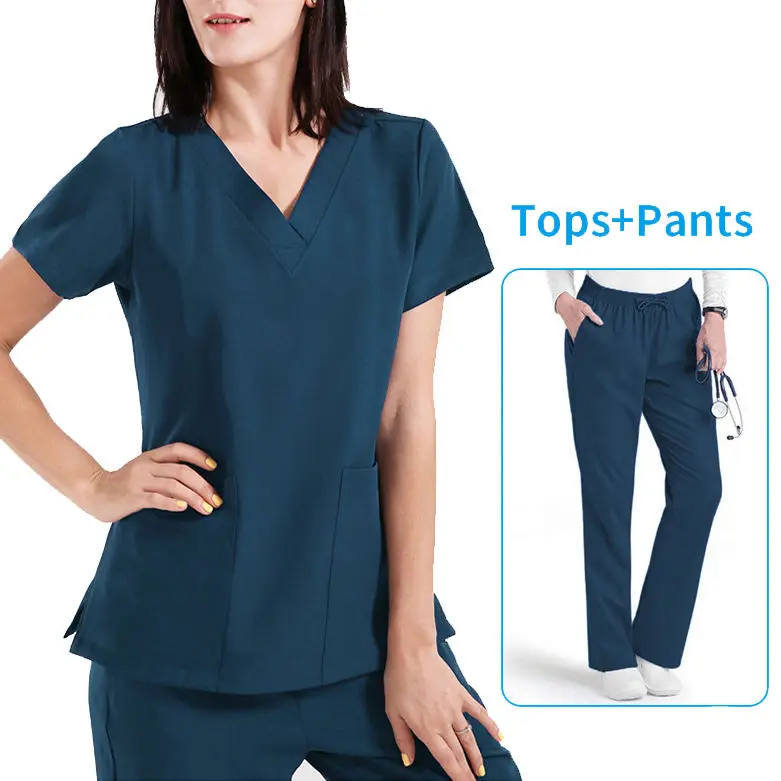 Eco Friendly Mens Medical Doctor Pink Scrubs Uniform Medical Scrub Suits For Women Under Shirt