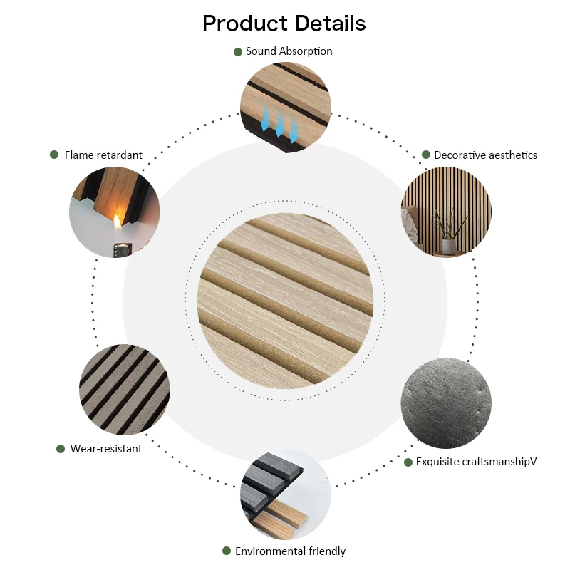 KASARO New luxury mdf ceiling slat sound absorption wood wall acoustic panels for living room