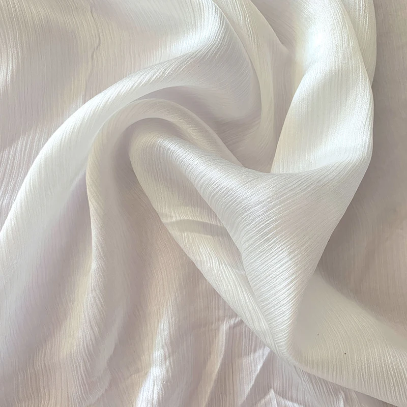 Manufacturer 100 Silk Crinkled Fabric Satin High Quality White Silk Crinkle Satin Fabric For Women