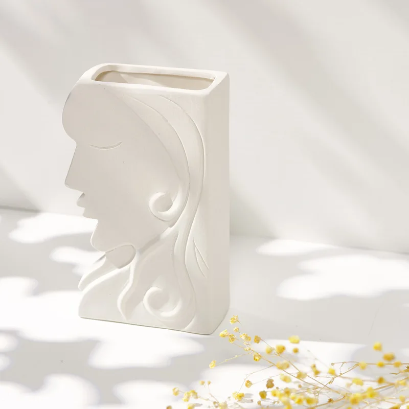 Nordic style creative face flower vase home decoration ceramic face vase