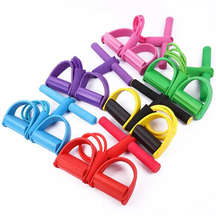 
Portable 4 Tubes Elastic Resistance Bands Latex Pedal Exerciser Sit-up Pull Rope Expander Mini Indoor Home Gym 