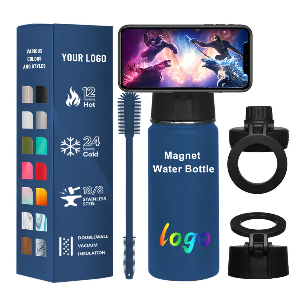 customized magnetic phone holder water bottle gym 2l double wall magnet water bottle usa warehouse vacume flask canteen