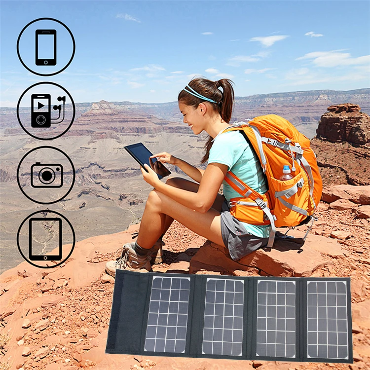 Good Quality 21W monocrystalline solar panel flexible outdoor scenes foldable solar panel for Hiking camping mobile phone