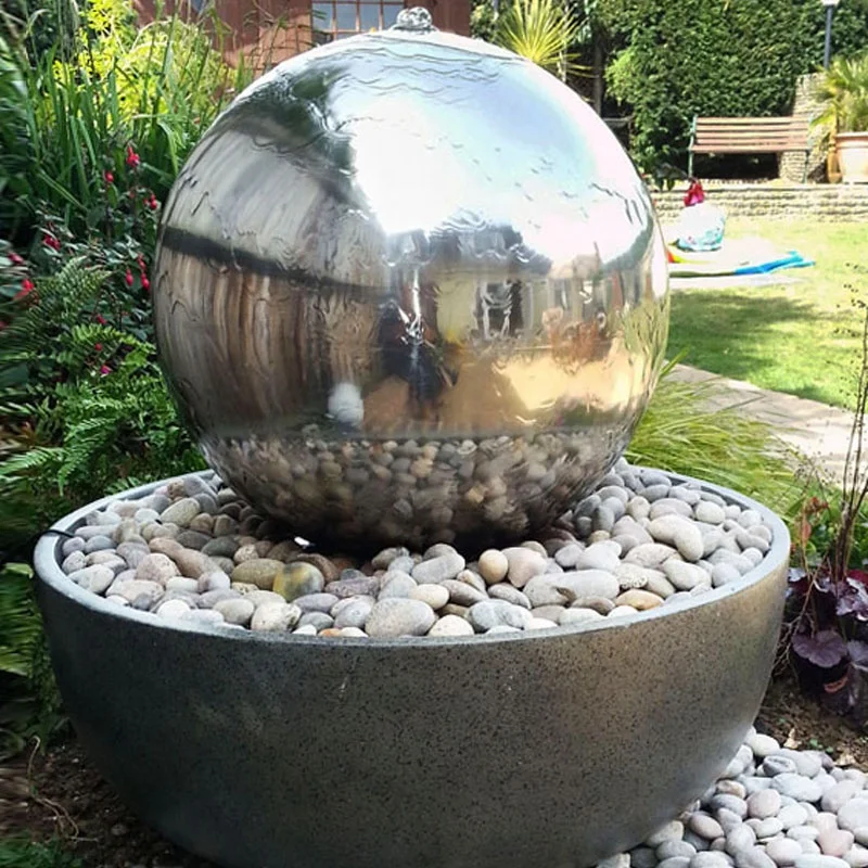 Outdoor Garden Metal Steel Water Fountains Stainless Steel Water Feature Ball Sculpture Fountains