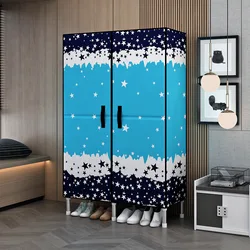 portable wardrobe with KT board DIY 25mm steel frame Fabric wardrobe portable Closet with 2 door space saving storage cabinet