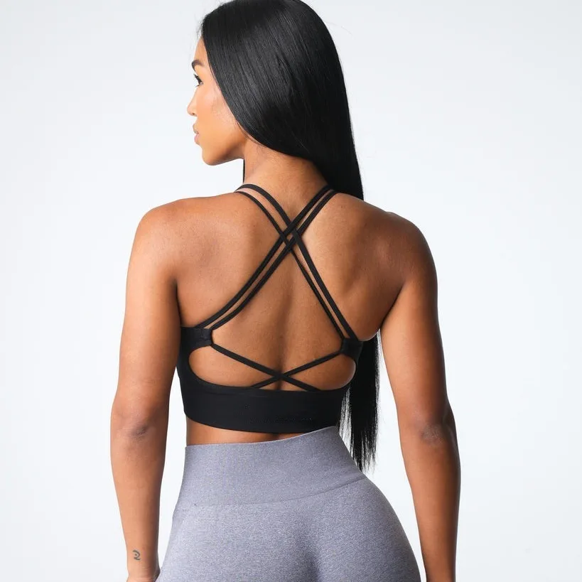 Double Shoulder Crisscross Open Back Seamless Womens Gym Yoga Sports Bra Corset Top Yoga Bra