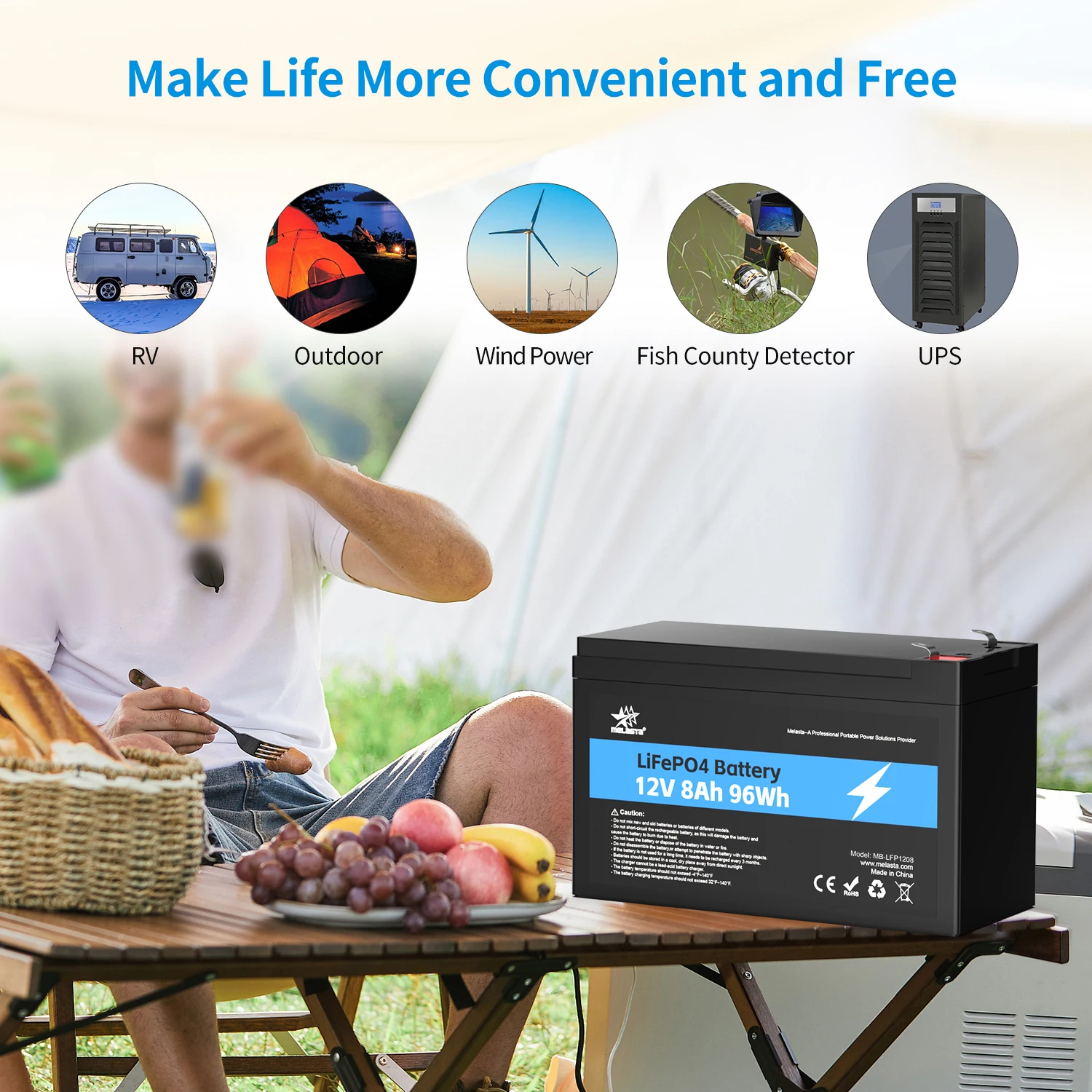 12 вольт 8Ah lifepo4 батарея 12В литиевая аккумуляторная для UPS RV solar