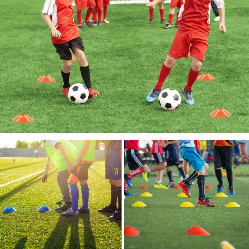 ZJFIT Football Agility Cone Plastic Marker Cones Football Soccer Training Equipment Sport Colorful Speed Training Set