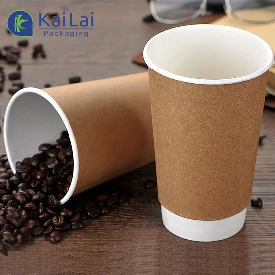 Recyclable Customized Corrugated Double Wall Coffee Cups  Disposable Wholesale Carton Beverage Paper Cup