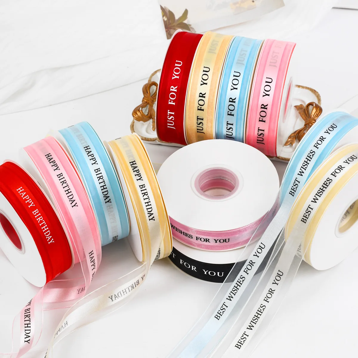 Best Wishes For You Ribbon 2.5cm width 50 yards  gift box packaging ribbon cake flower packaging ribbon