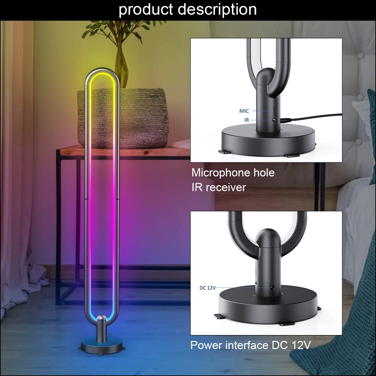 Best quality Home place USA living room aluminum floor standing lamp with remote control Smart Home lights