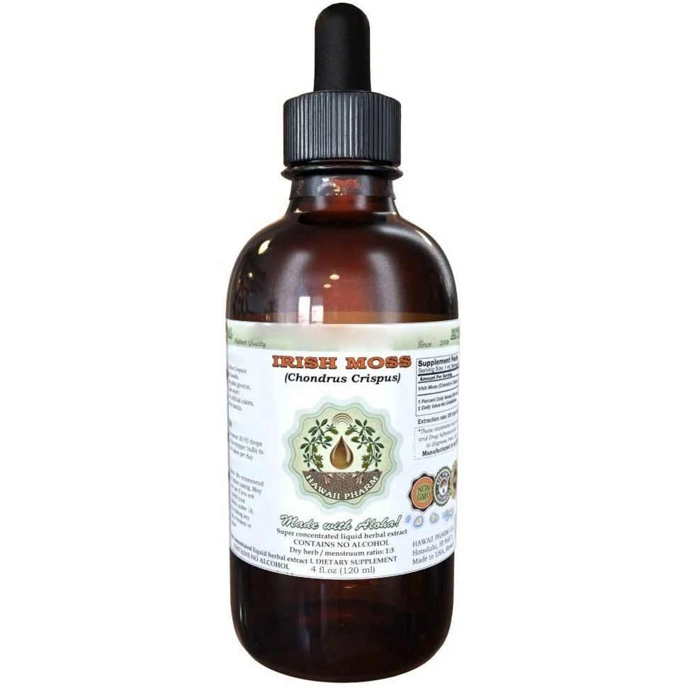 Irish Moss Liquid Extract Irish Moss Chondrus Crispus Powderer and Dried Glycerite Herbal Supplement