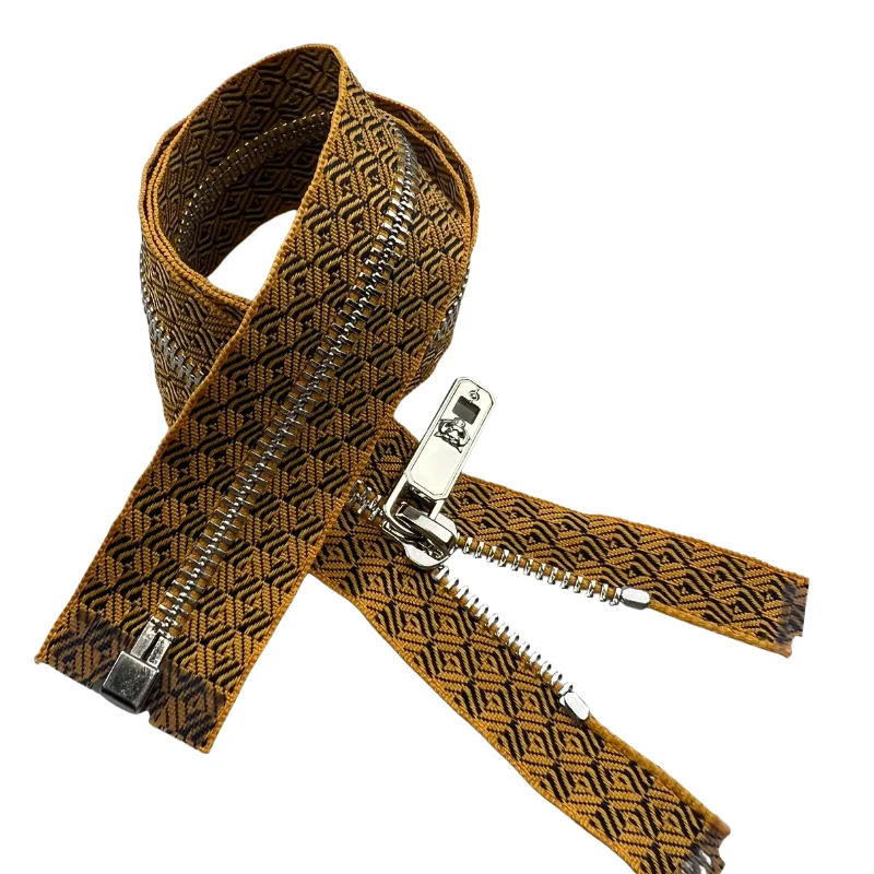 2022 New Clothing Zipper Plastic Bag No. 5 Metal Plaid Fabric With Open End Metal Zipper