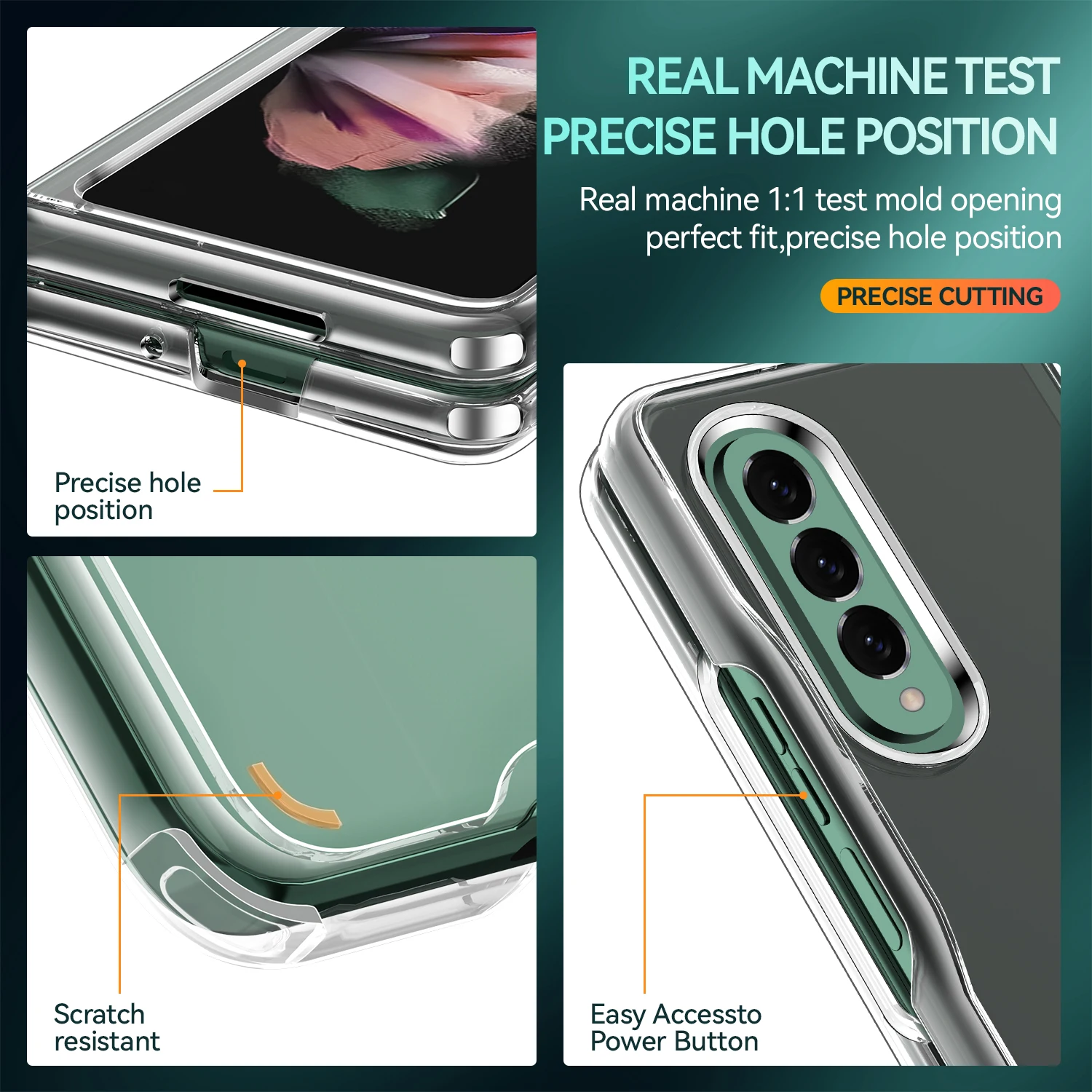 For Samsung Galaxy Z FOLD 4 Wholesale Price 1.5MM PC TPU Shockproof Folding Transparent Phone Case Clear Cover