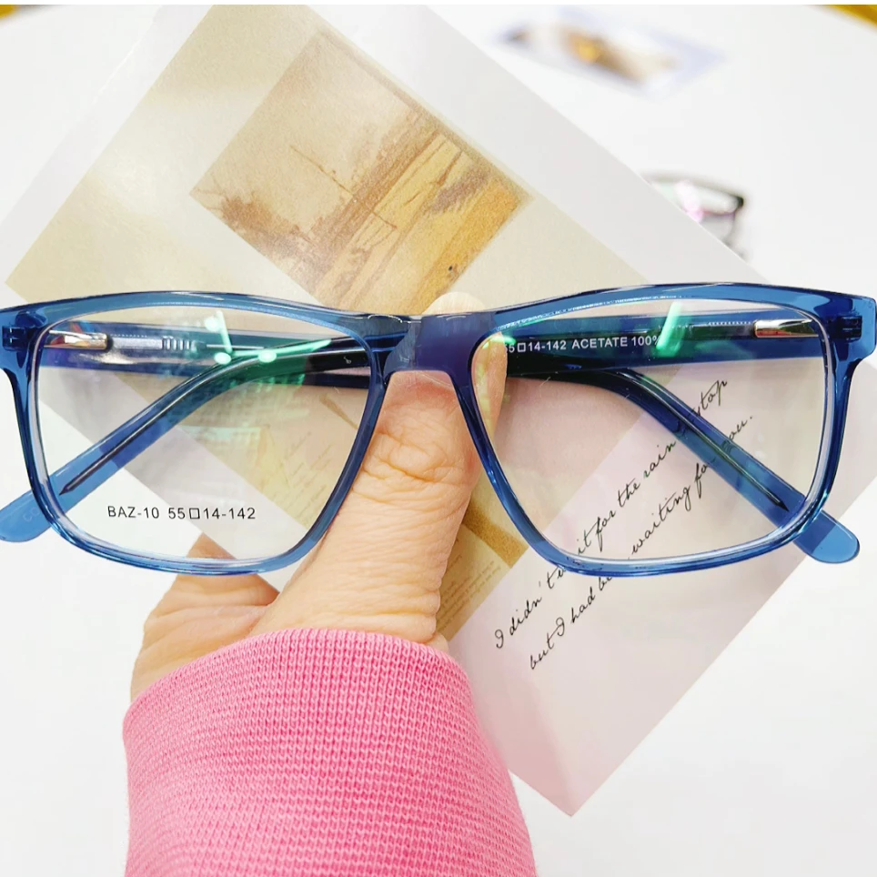 2021 newest acetate frames optical acetate glasses hot sale acetate blue coating glasses for wholesales stock BAZ-10