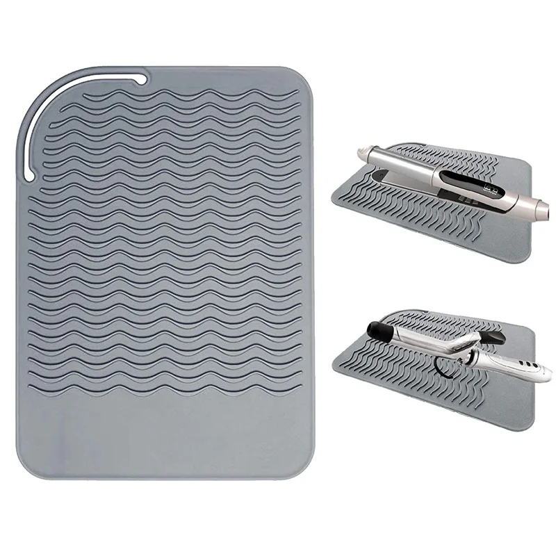 Black Silicone Hair Straighten Curling Mat Flat Iron Pad Hair Color Straighten Mat Heat Resistant Silicone Mat