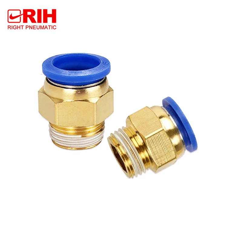 PC quick connector blue style quick external thread straight through quick pneumatic quick plug connector