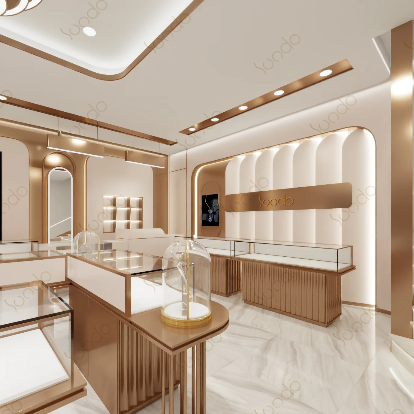 High-end boutique jewellery shop interior design Luxury jewellery showroom furniture design custom jewelry display shop