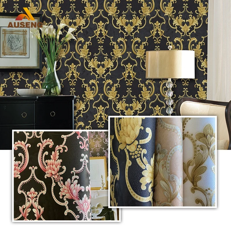 Luxury Wallpaper Embossed Roll Stick And Peel Tv Background 3D 4D 5D Pvc Wallpaper For Restaurant