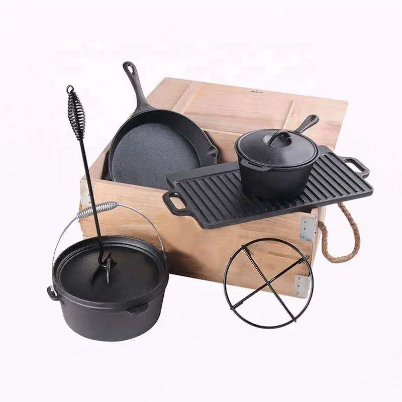 Netherlands Camping iron cast pots Outdoor cooking pot cast iron pot cookware sets