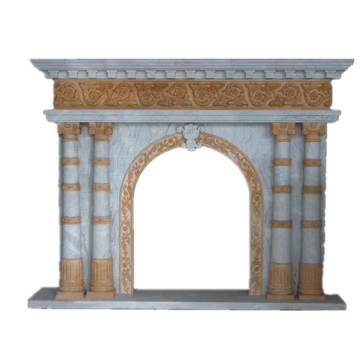Indoor solid stone carrard marble fireplace frame marble fireplace mantels manufacturers calcatta marble fireplace