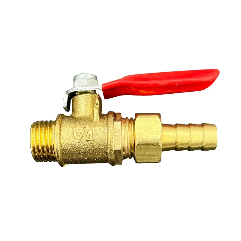 nfjm Pagoda brass pneumatic ball valve accessories Intubation valve switch through red handle pneumatic small ball valve