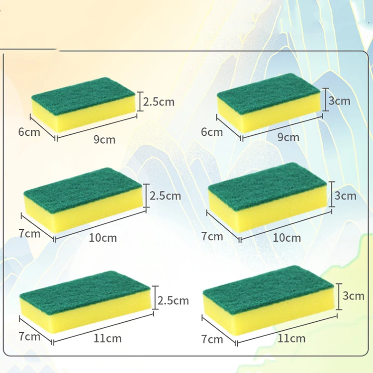 10pcs/bag Household scrub kitchen cleaning sponge scourer Customized Wholesale kitchen sponge Sink Cleaning Sponge for kitchen