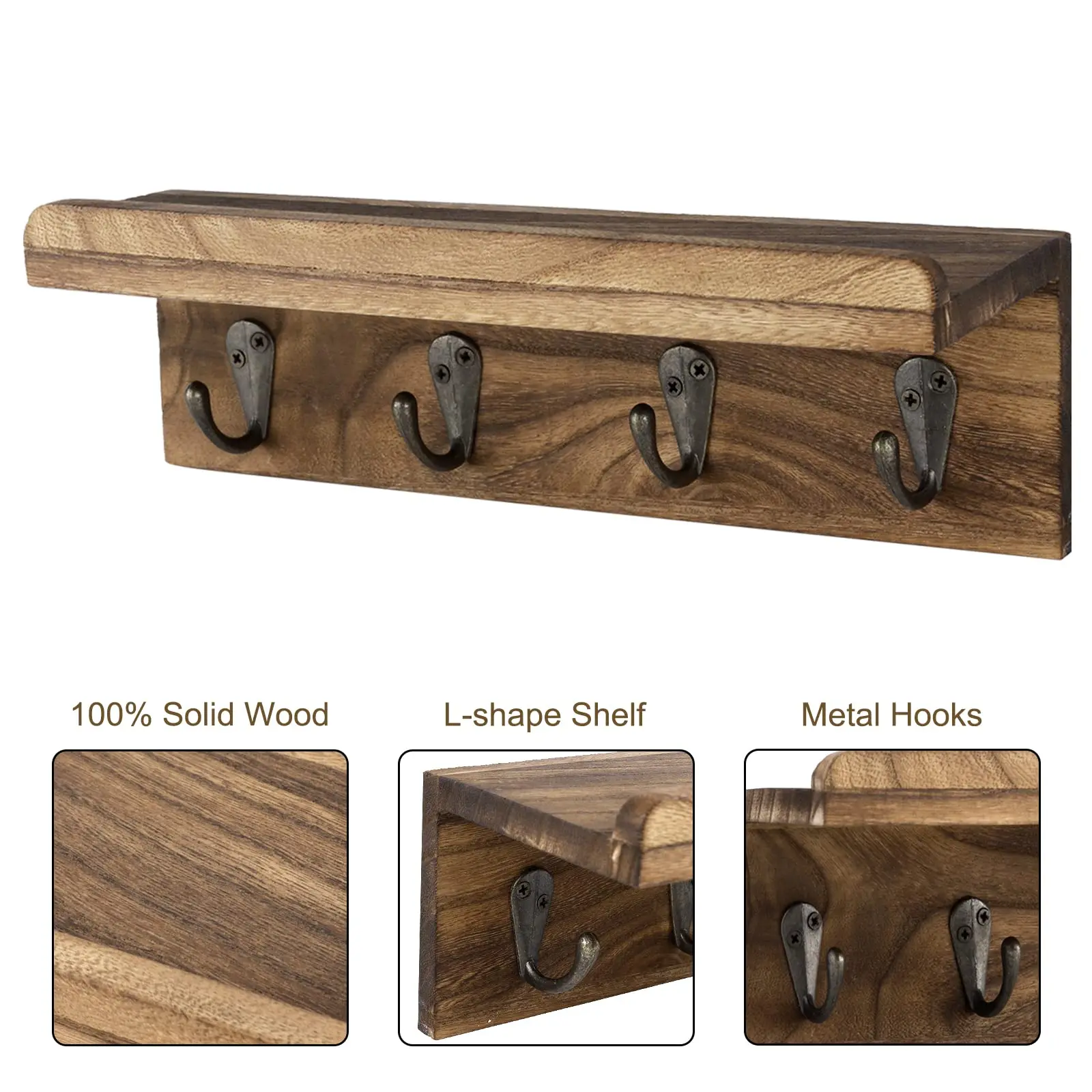 custom high quality Living room wall mounted shelves wooden Storage Holders Folding Key wooden key rack