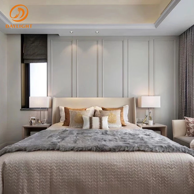 modern luxury wooden brown frame 4 bed rooms leather platform furnitures sets for bedroom