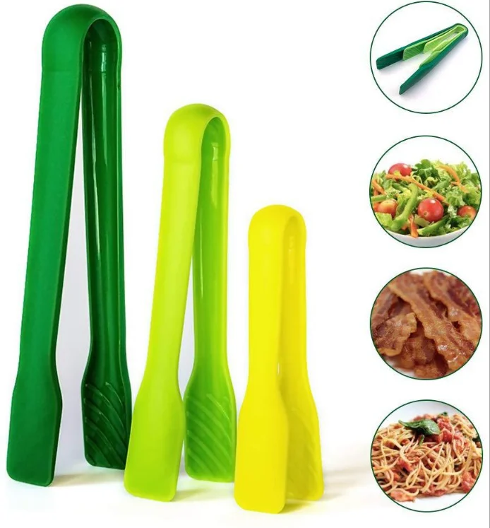 
3 PCS Multifunctional Silicone Tongs, Plastic Bread Food Clamps Kitchen Baking Tools 