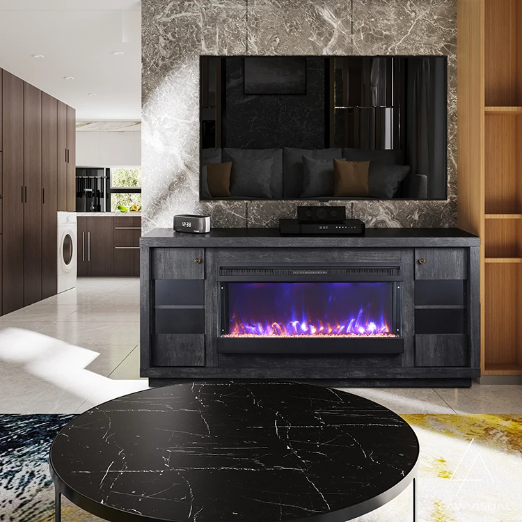 65 Inch Living Room Furniture Modern TV Cabinet Media Console Fireplace TV Stand MDF TV Unit