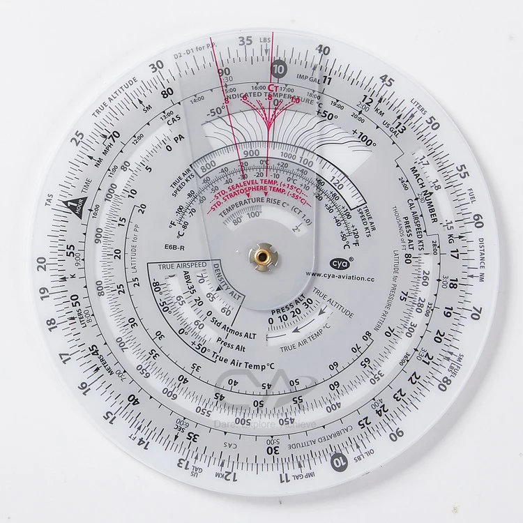 CYA Circular Flight Computer 6 inch diameter E6-B Air Navigation Computer with vinyl case for Student Pilots