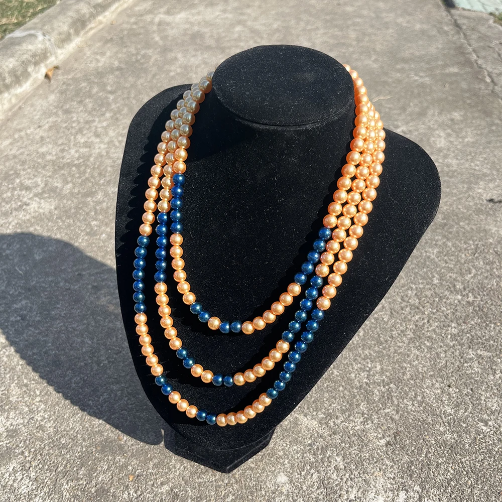 Custom Handmade Three Rows Chokers Greek sorority Organization Greece Letters Sigma Gamma Rho Pearl Necklaces