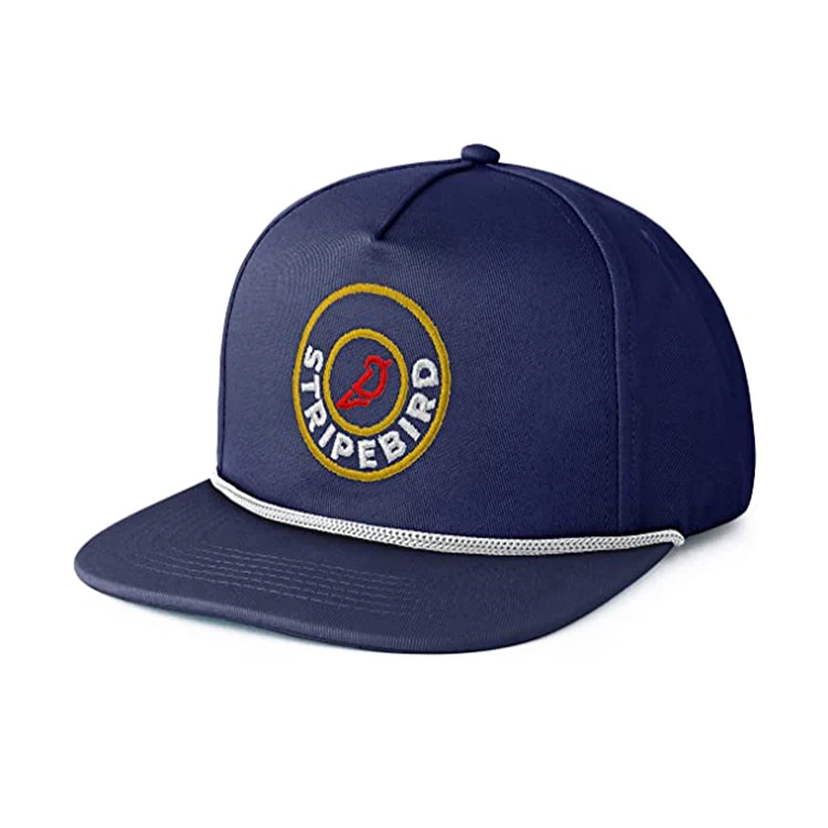 custom logo 5 panel rope on flat brim bill embroidery sport snapback hat wholesale rope on brim vintage acrylic snapback hats