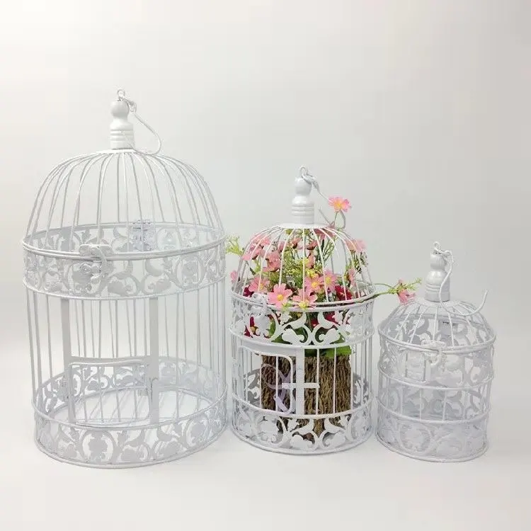 European-style iron decorative Birdcage white retro creative floral photography props window decoration large wedding bird cage