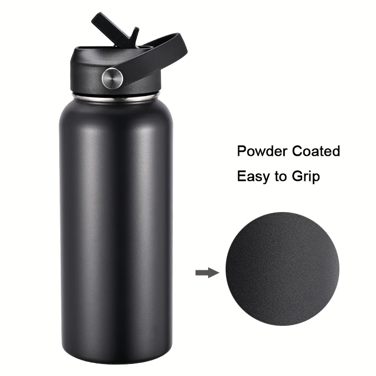 New Custom Logo Double Wall Powder Coated Bottle Stainless Steel Vacuum Flask Keep Drinks Cold and Hot