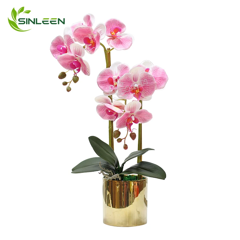 Wholesale Artificial Plastic Flower With Pot Real Touch Phalaenopsi Orchid Plant