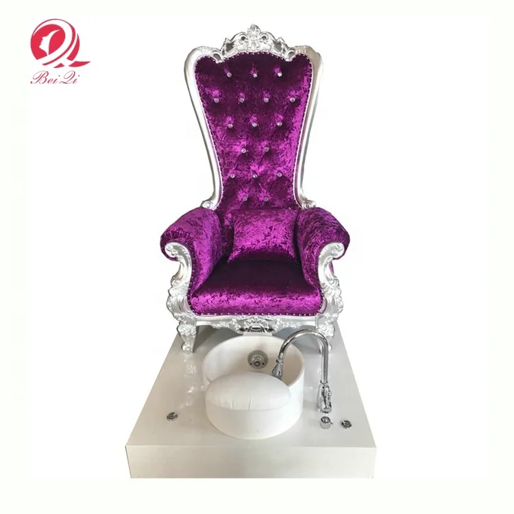 2019 China Hot selling pink salon furniture fashionable pedicure chair massage pink queen chair luxury wedding king