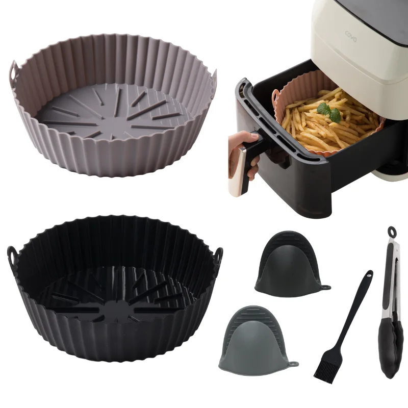 Многоразовый горшок для выпечки с дренажным маслом, 8,5 дюйма/7,9 дюйма, без клея, аксессуары для духовки, утолщенная воздушная фритюрница, силиконовые вкладыши