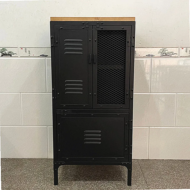 Dining side cabinet iron family living room wall storage low cabinet tea wine bookcase kitchen cupboard balcony