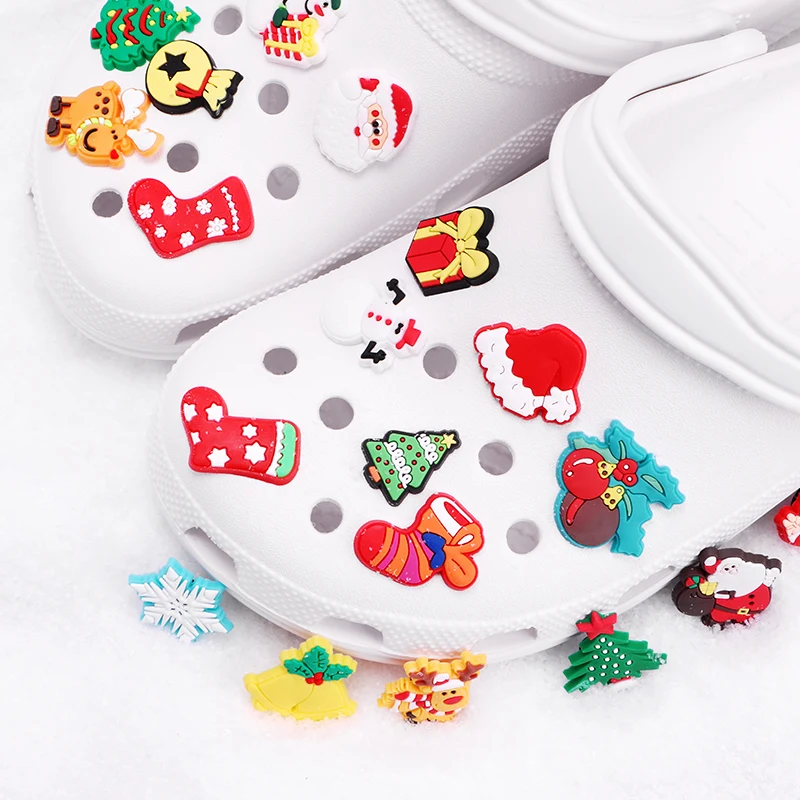 Wholesale Christmas Clog Pvc Shoe Charms Shoe Decoration Pvc Clog Charms Custom For Croc Shoe Charms Xmas