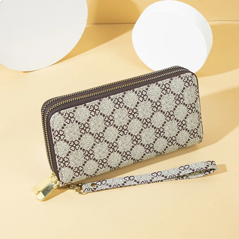 new trend women double zipper PVC long for lady card holder purse luxury designer wallet