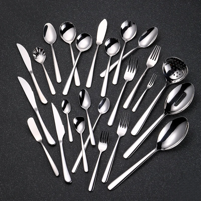 Stainless Steel Silverware Hotel Cutlery Set Stainless Steel Gold Spoon Restaurant Utensil Talheres Wedding Cutlery